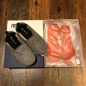 Mahabis Classic Wool Slippers in Coral & Gray Size EU 38 ( 7.5 ) Brand New